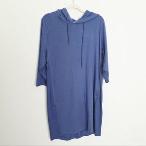 Kinesis Athleisure Blue 3/4 Sleeves Hooded Sweatshirt Dress Women's Size XL
